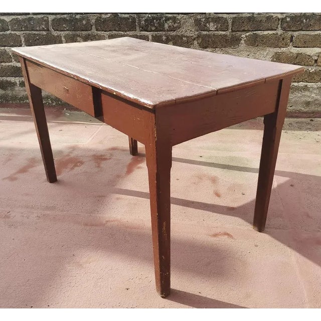 Rustic Table with Brown Painted Drawer, Italy, Early 1900s For Sale - Image 5 of 9