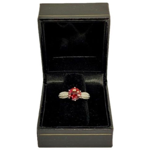 Traditional Diamond Platinum Tourmaline Rubellite Ring 5.75 2.43 TCW Certified For Sale - Image 3 of 11
