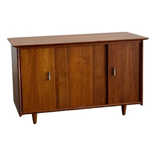 1950s Solid Walnut Credenza by Prelude For Sale