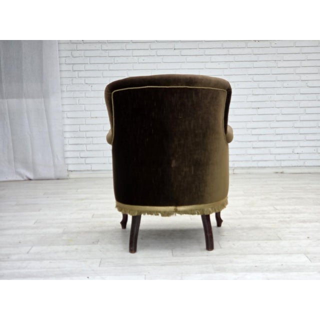 Wood Scandinavian Armchair in Green Velour and Ash For Sale - Image 7 of 18