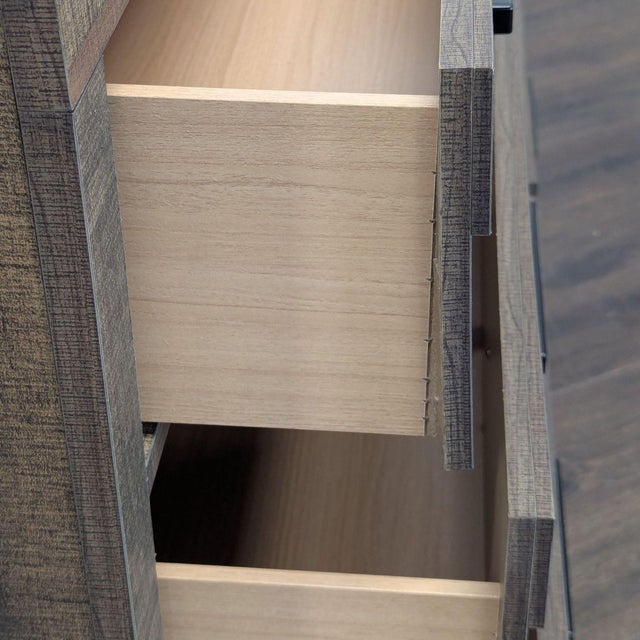 Brown Crown Mark 6-Drawer Rustic Wood Dresser With Modern Black Handles For Sale - Image 8 of 11