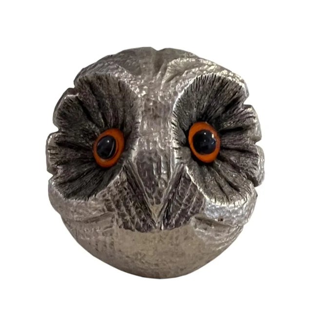 Italian Silver Owl Paperweight, 1960s For Sale - Image 4 of 5