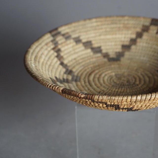 Antique Southwest Navajo Decorated Low Basket Circa 1920 For Sale - Image 6 of 7