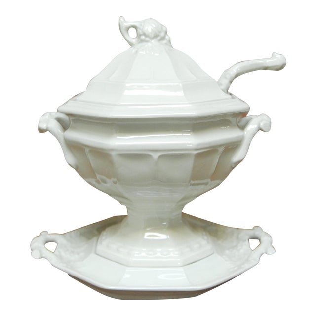 Porcelain Ironstone Soup Tureen with Ladle by Red Cliff Chairish