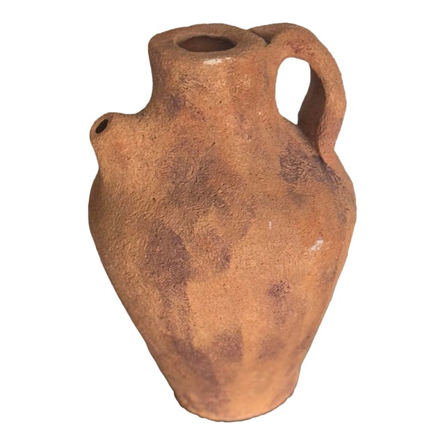 Vintage Primitive Clay Vessel Jug For Sale