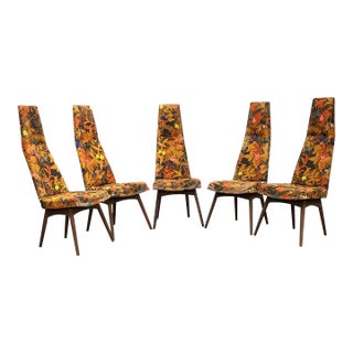 1960s Attributed to Adrian Pearsall High Back Slim-Jim Chairs Model 2051c for Craft Associates Set of 5 For Sale