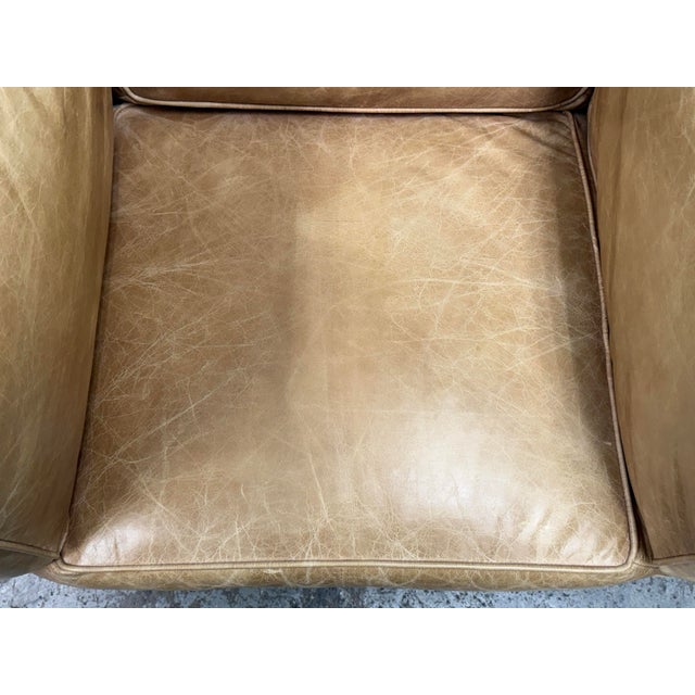 Tan Contemporary Tan Leather Armchair For Sale - Image 8 of 12