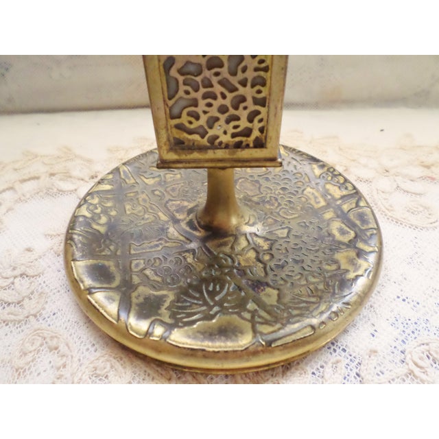 Art Nouveau Tiffany Gold Gilt Favrile Art Glass Cigarette Ashtray Match Holder For Sale - Image 3 of 14