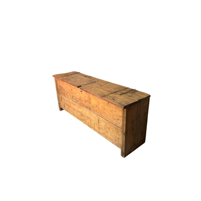 An impressive long chest made of Swiss pine wood, dating back to the 17th century and originating from the village of...