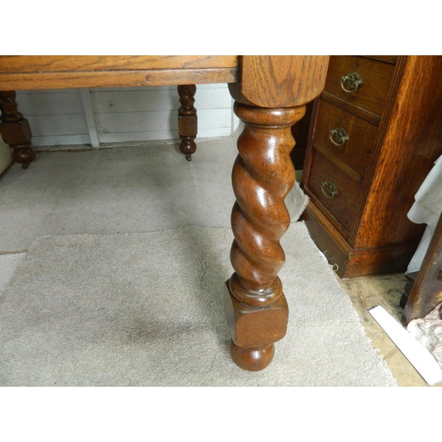 Barley Twist Extending Table in Golden Oak For Sale - Image 14 of 16