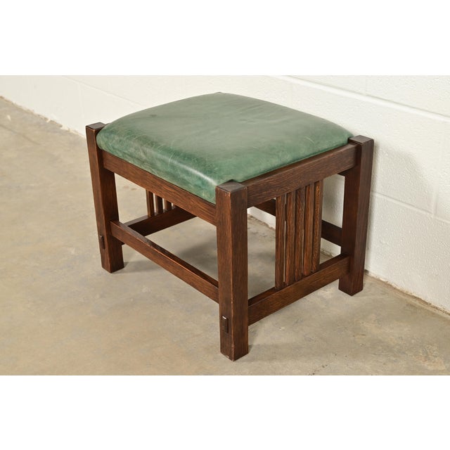 Stickley Mission Oak Arts & Crafts Reclining Morris Lounge Chair With Ottoman For Sale In South Bend - Image 6 of 18