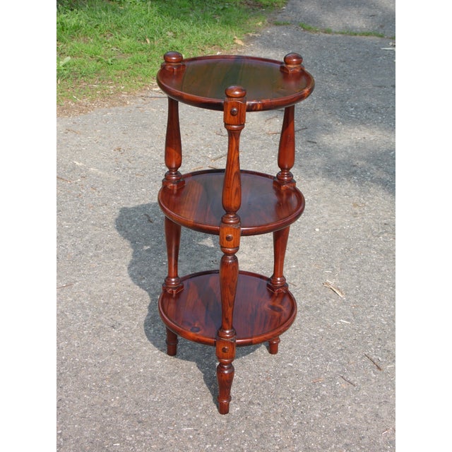 Vintage Ethan Allen Old Tavern Collection Round 3 Tier Plant Stand