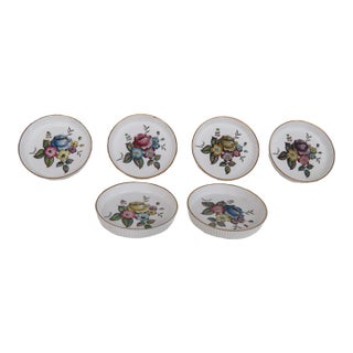 Late 20th Century Royal Worcester Fine Bone China Coasters 6pc Set G676 Hand Painted Florals For Sale