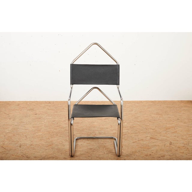 Type 22 the Clamp Cantilever Chair with Chrome-Plated Tubular Steel and Black Leather from Ulysses Müller, 1989, in Good...
