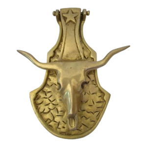 Solid Brass Vintage Longhorned Steer Door Knocker
