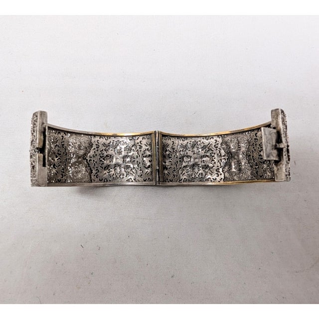 Vintage Art Deco Signed Napier Silvertone Filigree Cuff Bracelet For Sale - Image 13 of 13