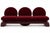 A three-seat sofa by Alexandre Ligios, each round velvet seat-and-backrest disc rising from a continuous bordeaux...