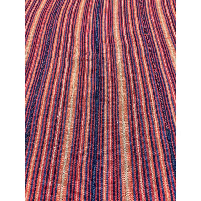 Mid-Century Modern 1950s Multicolor Ground Stripe Modern Turkish Kilim Flatweave Small Rug For Sale - Image 3 of 5