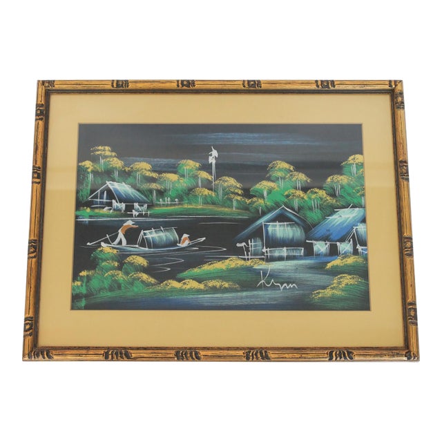 Vintage Hand-Painted Japanese Landscape Artwork on Silk For Sale
