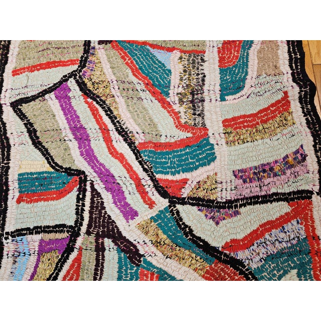 Late 20th Century Vintage Moroccan Boucherouite Rug, Handwoven, Mid-Century Modern Abstract Design, 5’ X 7’ For Sale - Image 5 of 11