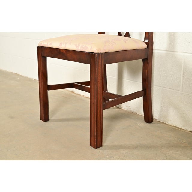 Baker Furniture Style Georgian Carved Mahogany Side Chairs or Dining Chairs, Pair For Sale - Image 9 of 13