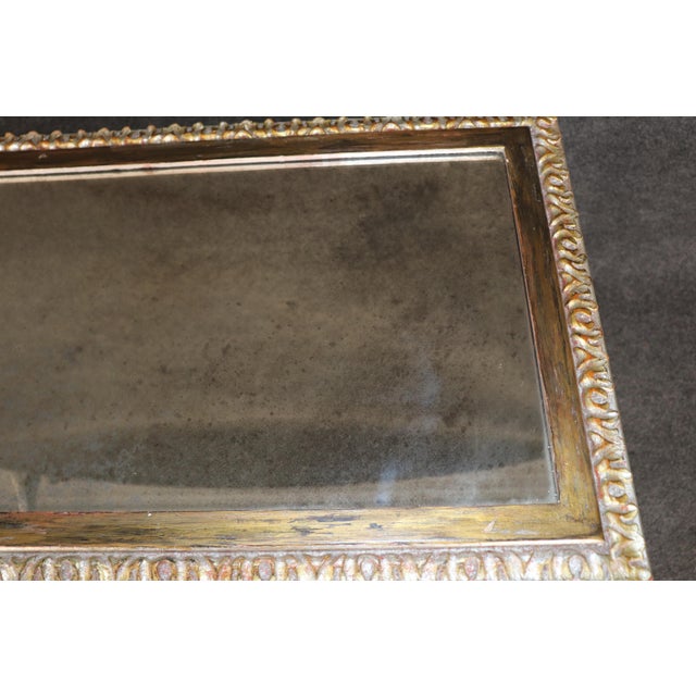 1960's Louis XVI Style Mirrored Top Console DIstressed Silver and Gold Accents For Sale - Image 12 of 13