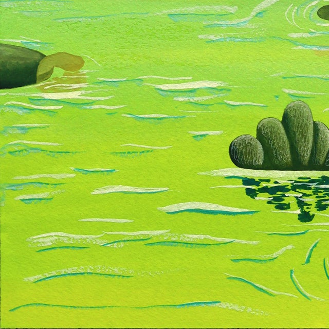 Untitled (Ppr491) - Original Green Tone Surrealist Abstract Mixed Media Original Artwork by Max Manning For Sale - Image 4 of 7