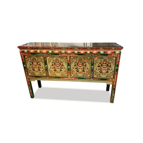 Chinese 1980s Hand Painted Tibetan Console Cabinet For Sale - Image 3 of 6