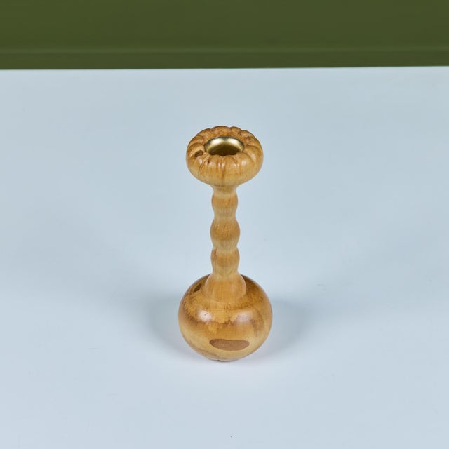 Hand Turned Spalted Birch Candlestick Holder by Evan Segota For Sale - Image 9 of 13