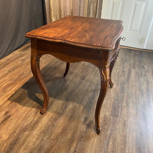 Wood French Early Carved Louis XV Walnut Side Table For Sale - Image 7 of 10