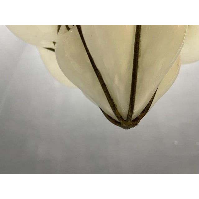 Wrought Iron and White Murano Glass Pendant Light, 1960s For Sale - Image 13 of 17