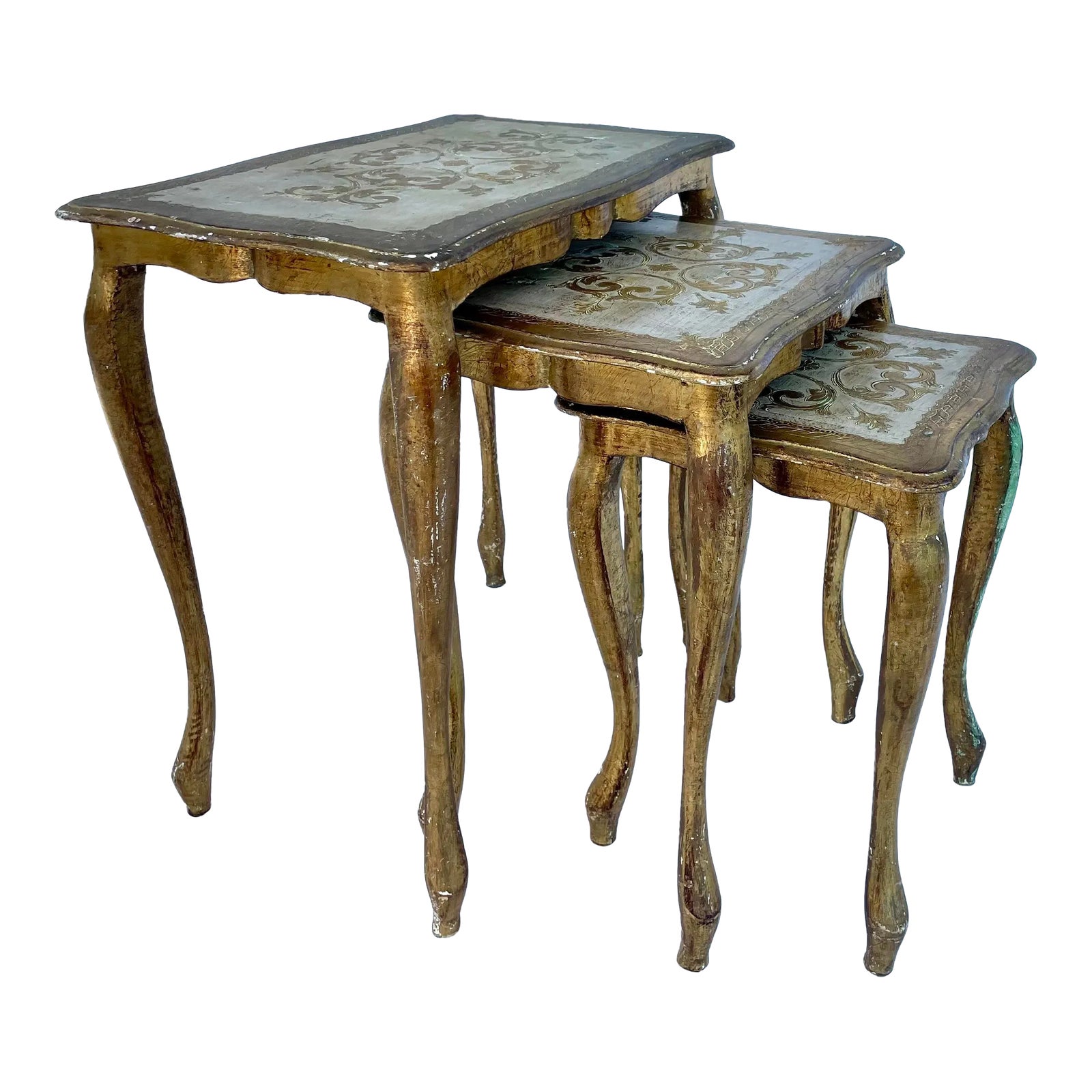 Set of Three Italian Florentine Gilt Wood Nesting Tables | Chairish
