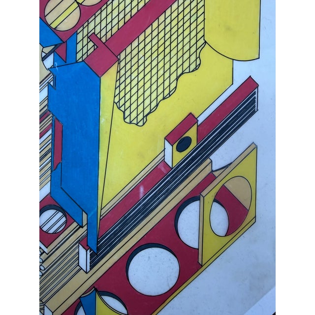 Bold, graphic, and unmistakably postmodern, this original 1980s architectural school drawing captures the unapologetic...