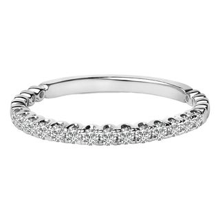 14K White Gold 1/4 Cttw Round Diamond Prong Set Wedding Band For Sale