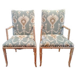 Bleached Faux Bamboo Chairs - A Pair For Sale