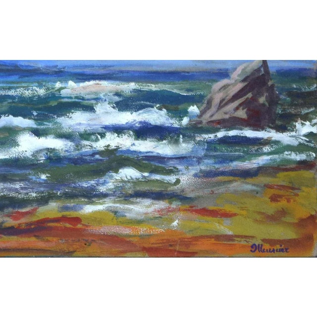 Marine - Original Tempera on Cardboard by Jacques Meunier - Mid 20th century 1950s For Sale - Image 3 of 3