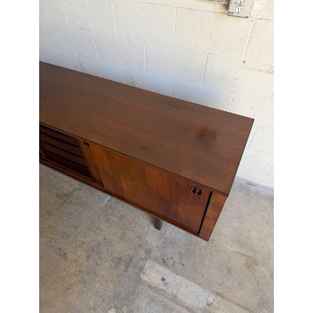 Rosewood Sideboard Long Sliding Door Credenza Denmark Mid-Century Modern 1960s For Sale - Image 9 of 10