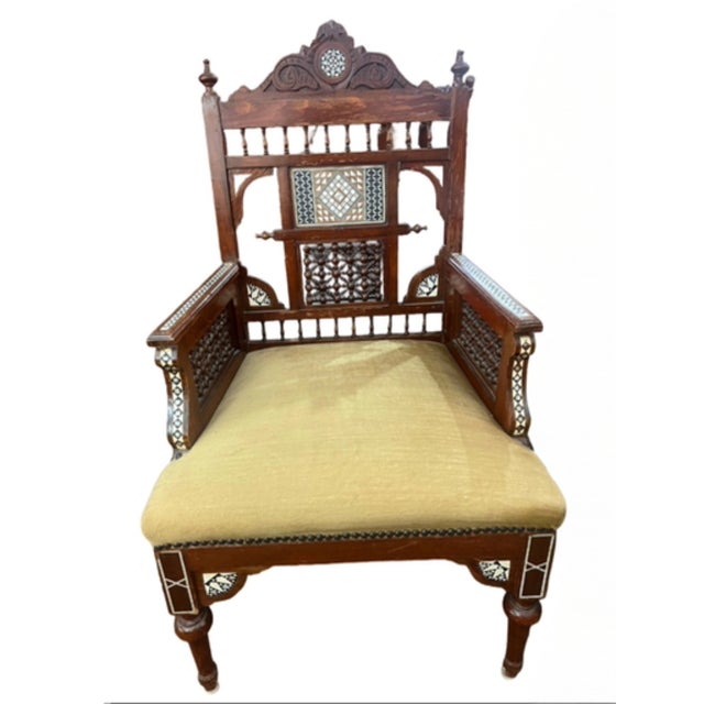 Antique Circa 1900 Syrian Inlaid Arabesque Sofa and Chair Set For Sale - Image 14 of 16