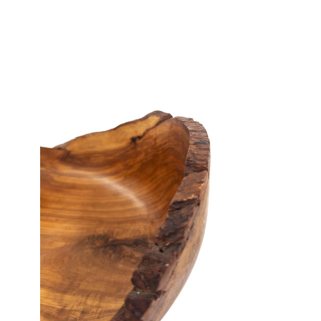 Hand-Carved Peruvian 10.75" Olive Wood With Stunning Live Edges For Sale In New York - Image 6 of 10