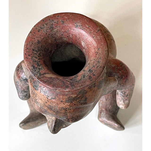 Coffee Ceramic Pre-Columbian Colima Hunchback Figure Vessel For Sale - Image 8 of 12