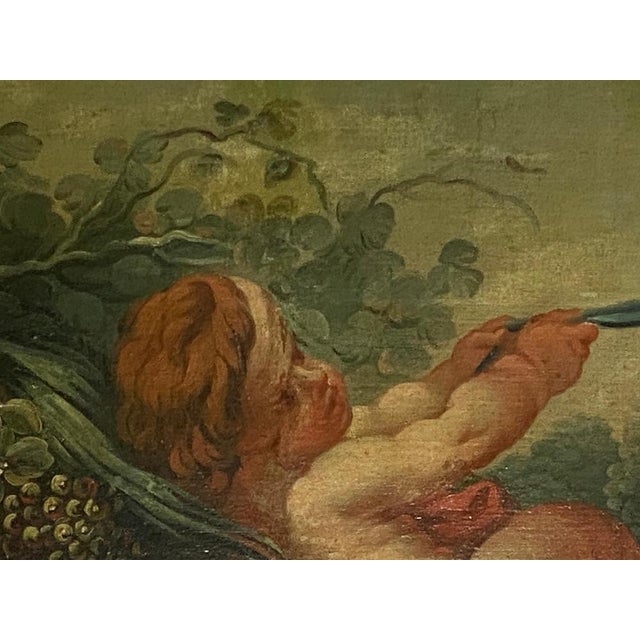 French Artist, Cherubs, 18th Century, Large Oil on Canvas Paintings, Set of 2 For Sale - Image 17 of 18