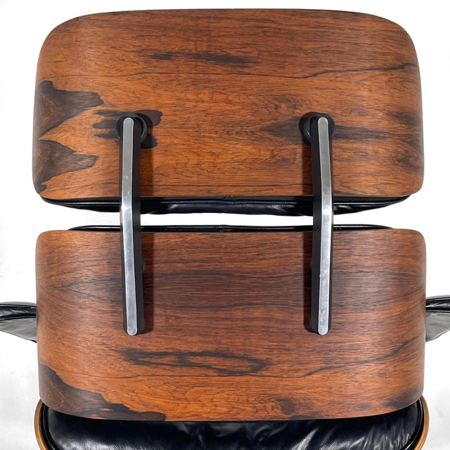 Wood Rare Pair of Early Rosewood Eames Lounge Chairs For Sale - Image 7 of 15