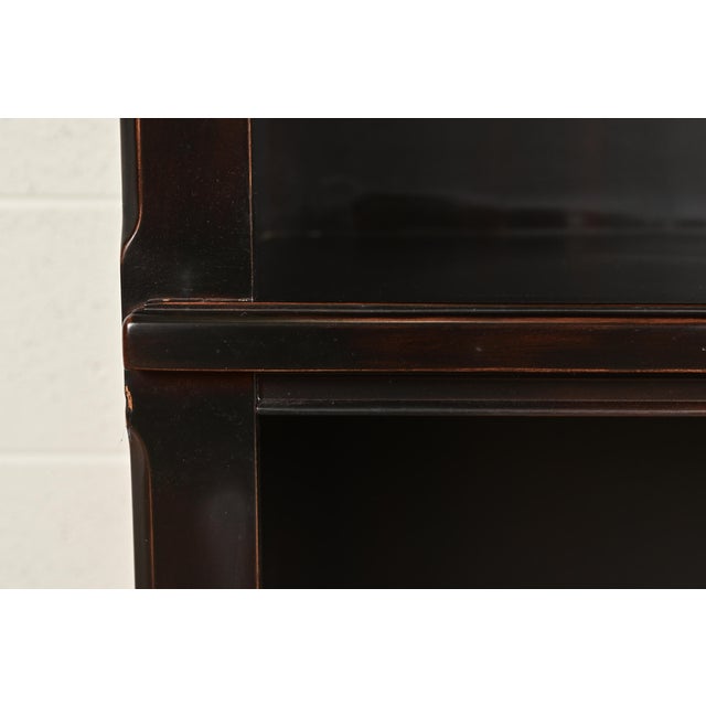 Ethan Allen Arts & Crafts Shaker Dark Cherry Wood Tall Bookcases, Pair For Sale In South Bend - Image 6 of 12