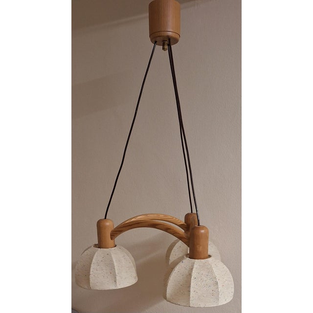 Vintage Hanging Lamp with Pinewood Frame by Zicoli Limbach, 1980s, in Very Good conditions. Designed 1980 to 1989 This...