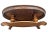 Vintage Oval Coffee Table Tiger Oak, Center Drawer, Shelf, Columns, Empire Style For Sale - Image 10 of 10