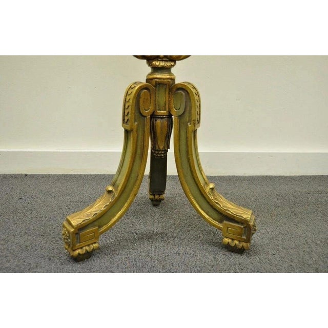 Early 20th Century Antique French Louis XVI XV Carved Giltwood Green & Gold Oval Fireplace Screen For Sale - Image 5 of 10