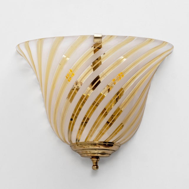 An elegant pair of Italian Murano glass wall sconces, crafted in the refined style of Barovier & Toso in the 1960s. Each...