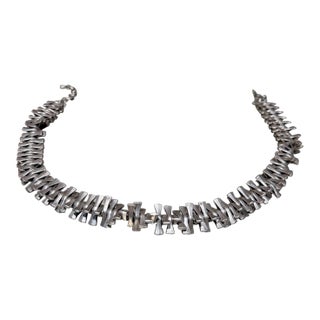 Vintage Modernist Brutalist Articulated Bone Collar Necklace Nanna Ditzel Era For Sale