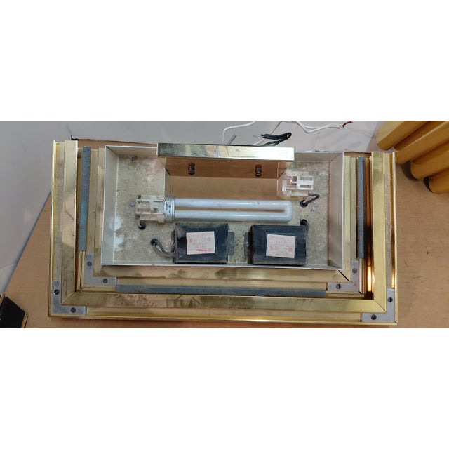 1980s 1980s Custom Brass Art Deco Wall Sconces Theater Hanging Pair Hollywood Regency For Sale - Image 5 of 5