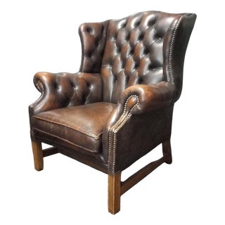 Vintage Chesterfield Wingback Club Chair, 1970s For Sale